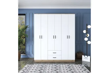 Jabhar Garderob 180x210 cm Brun/Vit - Hanah Home - Förvaring - Garderober & garderobssystem