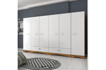 Jaitun Garderob 243x181 cm Vit/Brun - Hanah Home - Förvaring - Garderober & garderobssystem