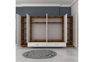 Jaitun Garderob 243x181 cm Vit/Brun - Hanah Home - Förvaring - Garderober & garderobssystem