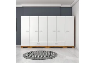 Jaitun Garderob 243x181 cm Vit/Brun - Hanah Home - Förvaring - Garderober & garderobssystem