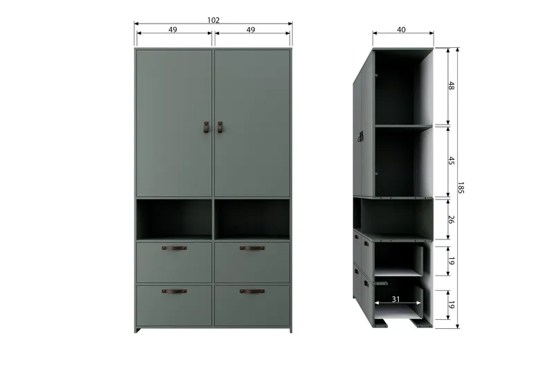 Jirueque Garderob med Förvaring - Grå - Förvaring - Garderober & garderobssystem