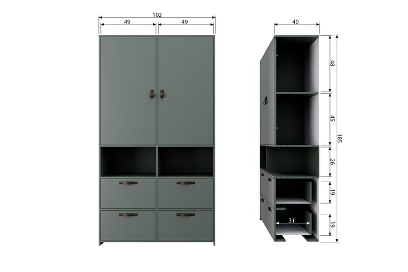 Jirueque Garderob med Förvaring - Grå - Förvaring - Garderober & garderobssystem