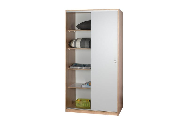 Jovel Garderob 94x182 cm - Vit/Korallrosa - Förvaring - Garderober & garderobssystem