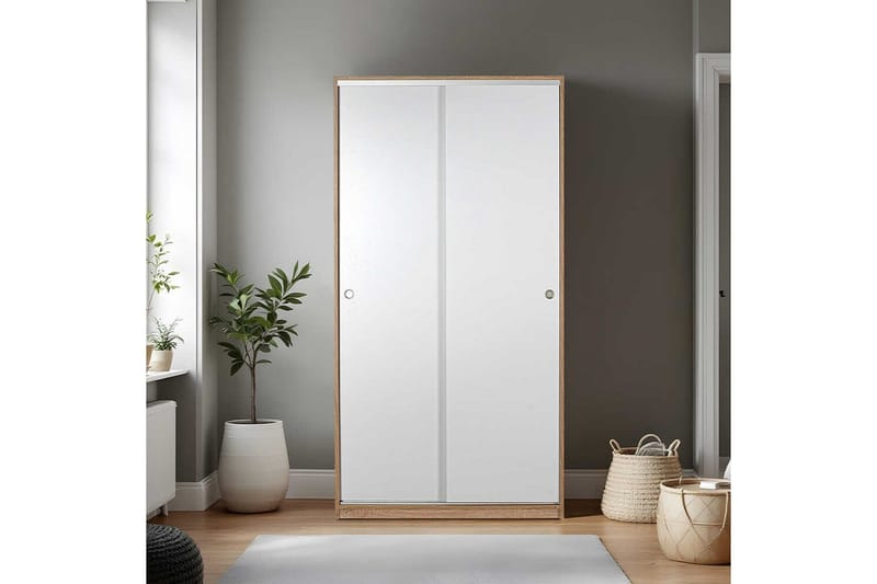 Jovel Garderob 94x182 cm - Vit/Korallrosa - Förvaring - Garderober & garderobssystem