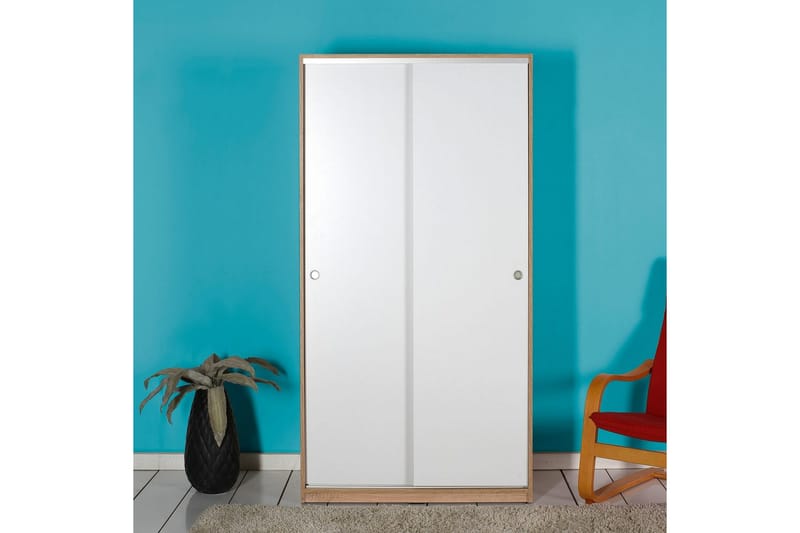 Jovel Garderob 94x182 cm - Vit/Korallrosa - Förvaring - Garderober & garderobssystem