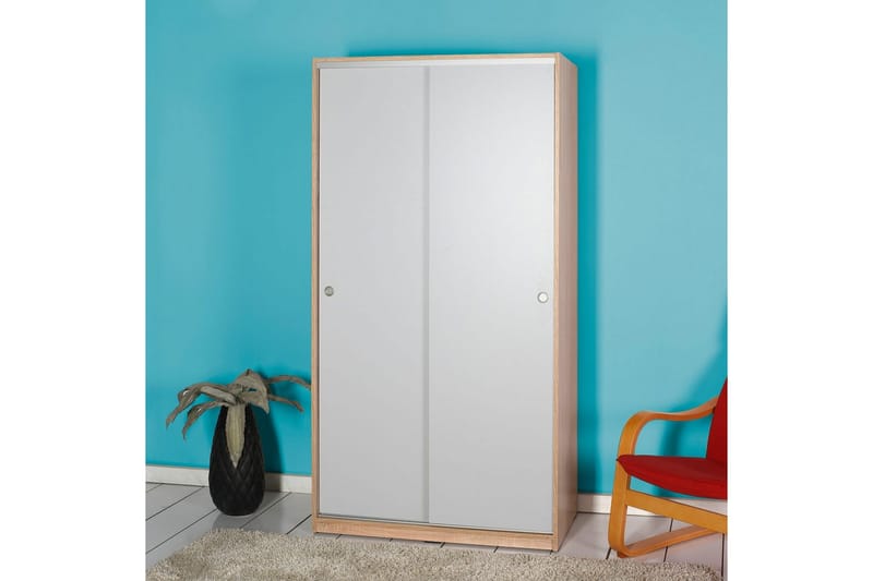 Jovel Garderob 94x182 cm - Vit/Korallrosa - Förvaring - Garderober & garderobssystem