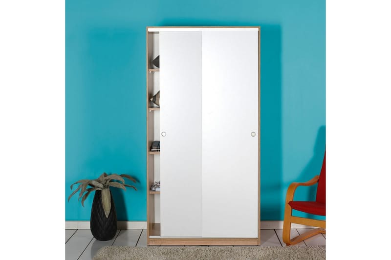 Jovel Garderob 94x182 cm - Vit/Korallrosa - Förvaring - Garderober & garderobssystem
