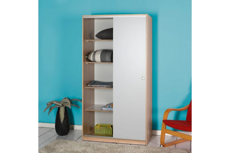 Jovel Garderob 94x182 cm - Vit/Korallrosa - Förvaring - Garderober & garderobssystem