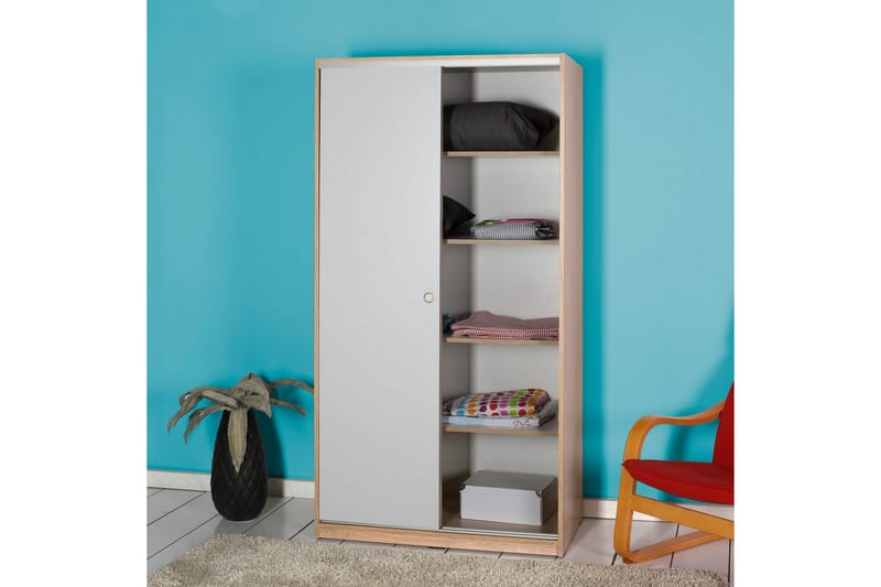 Jovel Garderob 94x182 cm - Vit/Korallrosa - Förvaring - Garderober & garderobssystem