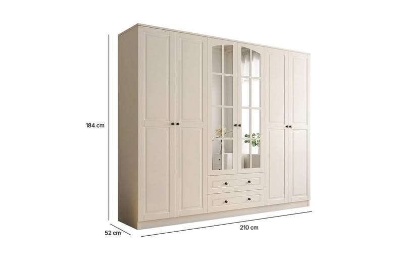 Jovric Garderob 210x184 cm - Matt Vit - Förvaring - Garderober & garderobssystem