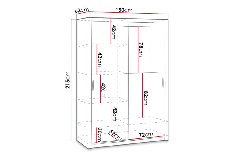 Julissa Garderob 150 cm med Spegel - Vit - Förvaring - Garderober & garderobssystem
