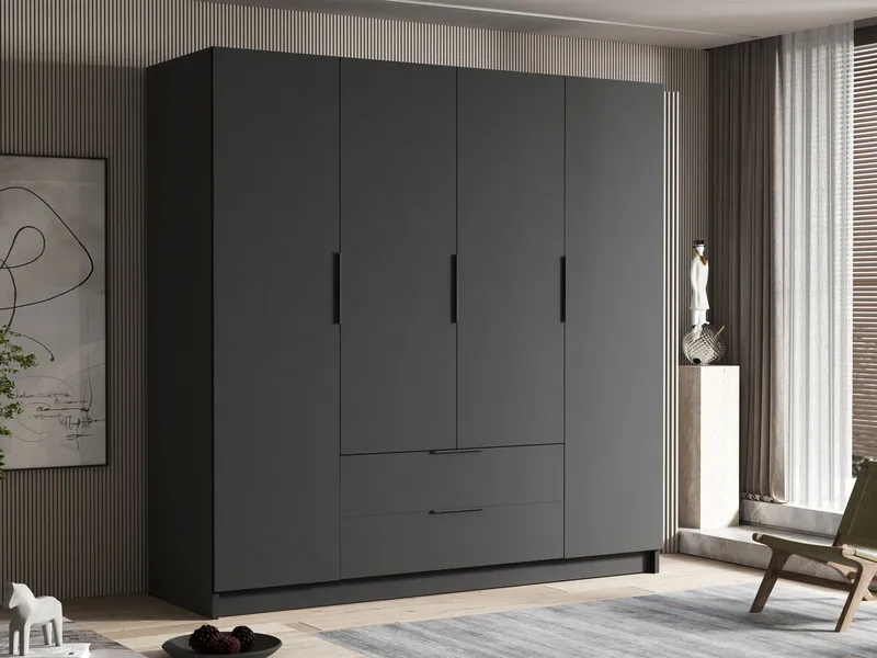 Kelros Garderob 200x216 cm i Målat Trä - Svart - Förvaring - Garderober & garderobssystem