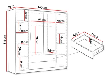 Kelros Garderob 200x216 cm - Vit - Förvaring - Garderober & garderobssystem