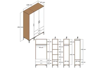Kumsal Garderob 120 cm - Antracit - Förvaring - Garderober & garderobssystem