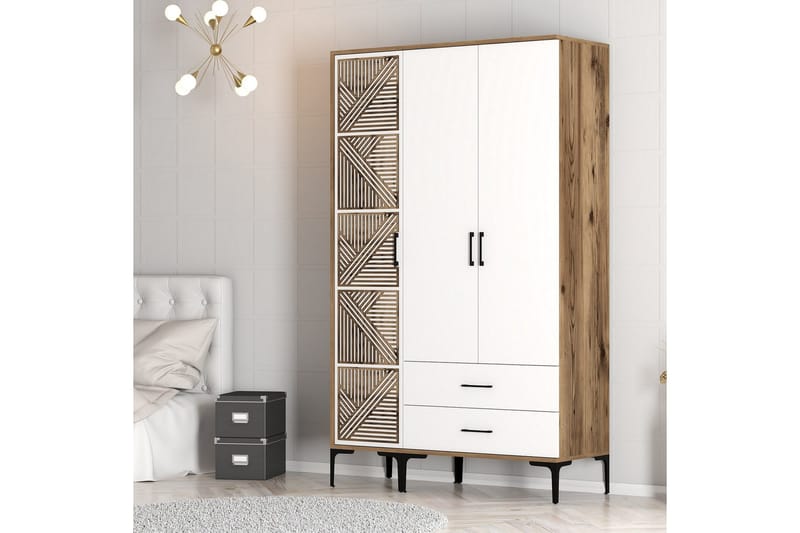 Kumsal Garderob 120 cm - Brun/Vit - Förvaring - Garderober & garderobssystem