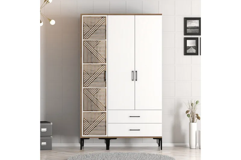 Kumsal Garderob 120 cm - Brun/Vit - Förvaring - Garderober & garderobssystem