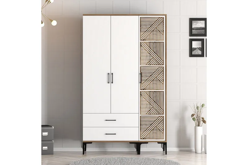 Kumsal Garderob 120 cm - Brun/Vit - Förvaring - Garderober & garderobssystem