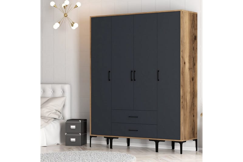 Kumsal Garderob 160 cm - Antracit - Förvaring - Garderober & garderobssystem
