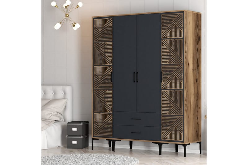 Kumsal Garderob 160 cm - Antracit - Förvaring - Garderober & garderobssystem
