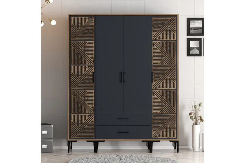 Kumsal Garderob 160 cm - Antracit - Förvaring - Garderober & garderobssystem