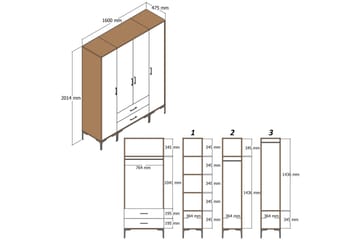 Kumsal Garderob 160 cm i Målat Trä - Vit - Förvaring - Garderober & garderobssystem