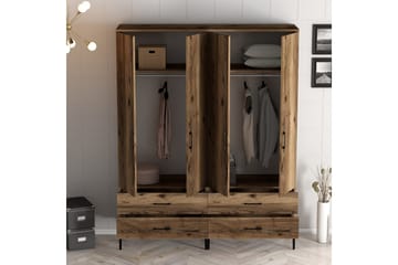 Kumsal Garderob 160 cm - Valnöt - Förvaring - Garderober & garderobssystem
