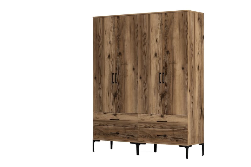 Kumsal Garderob 160 cm - Valnöt - Förvaring - Garderober & garderobssystem