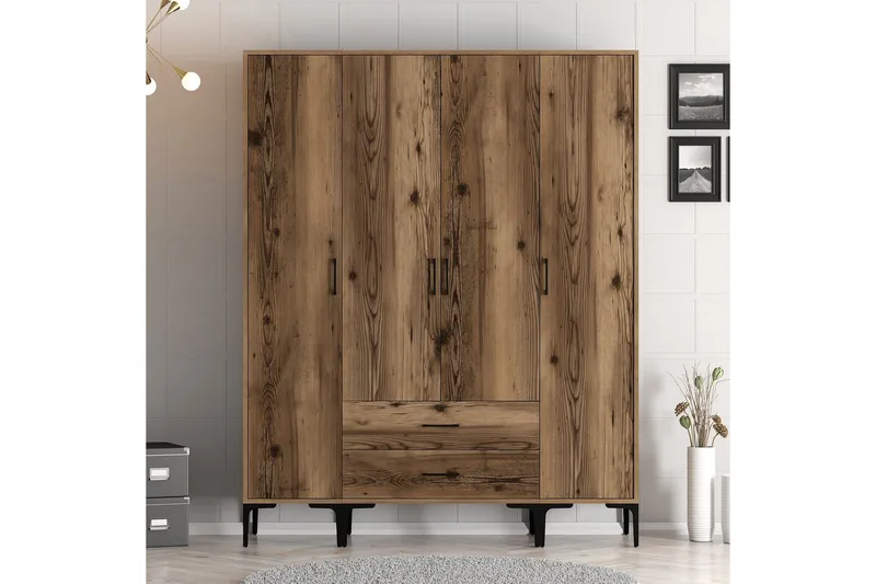 Kumsal Garderob 160 cm - Valnöt - Förvaring - Garderober & garderobssystem