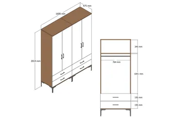 Kumsal Garderob 160 cm - Valnöt - Förvaring - Garderober & garderobssystem