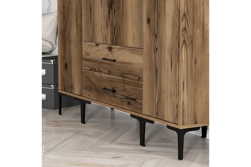 Kumsal Garderob 160 cm - Valnöt - Förvaring - Garderober & garderobssystem