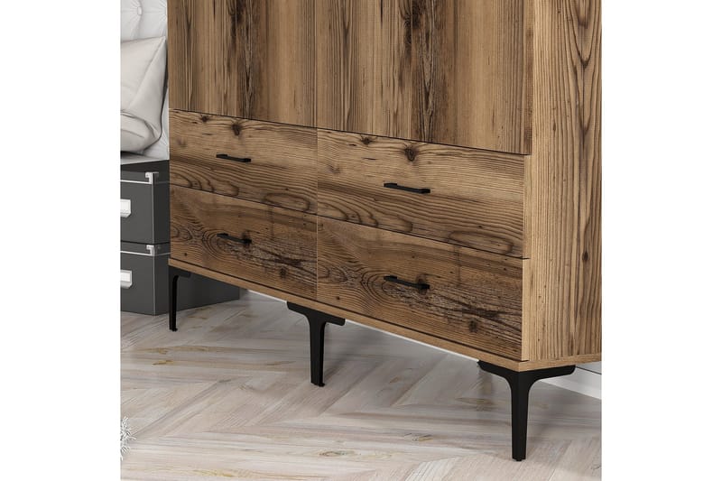 Kumsal Garderob 160 cm - Valnöt - Förvaring - Garderober & garderobssystem