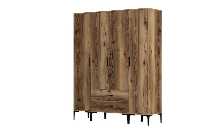 Kumsal Garderob 160 cm - Valnöt - Förvaring - Garderober & garderobssystem