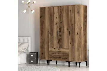 Kumsal Garderob 160 cm - Valnöt - Förvaring - Garderober & garderobssystem
