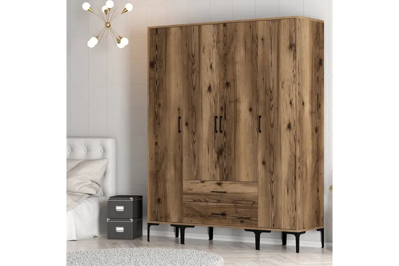 Kumsal Garderob 160 cm - Valnöt - Förvaring - Garderober & garderobssystem