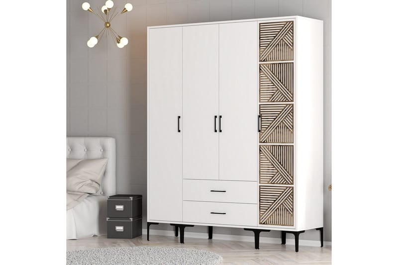 Kumsal Garderob 160 cm - Vit - Förvaring - Garderober & garderobssystem