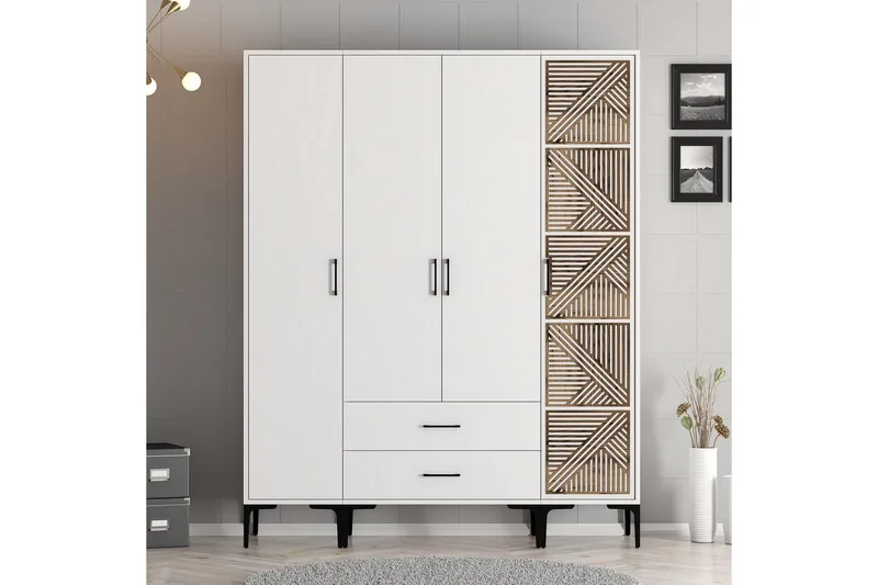 Kumsal Garderob 160 cm - Vit - Förvaring - Garderober & garderobssystem