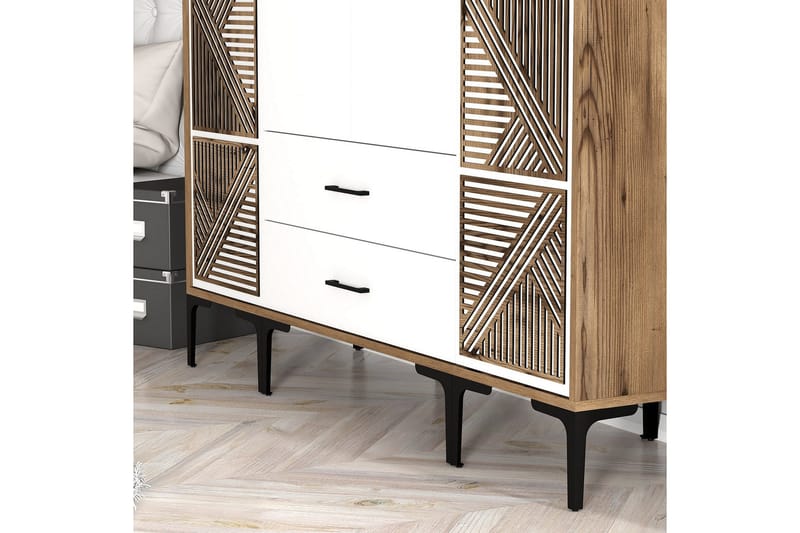 Kumsal Garderob 160 cm - Vit/Brun - Förvaring - Garderober & garderobssystem