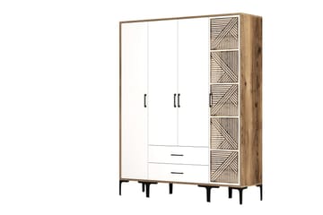 Kumsal Garderob 160 cm - Vit/Brun - Förvaring - Garderober & garderobssystem