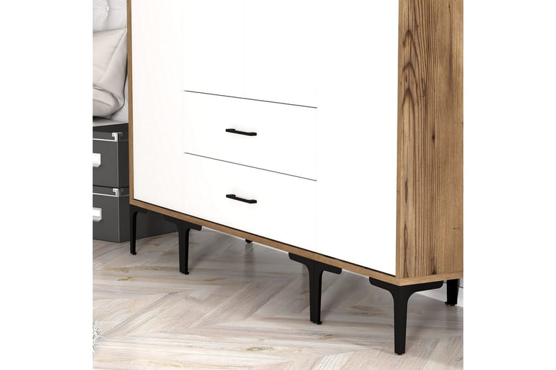 Kumsal Garderob 160 cm - Vit/Brun - Förvaring - Garderober & garderobssystem