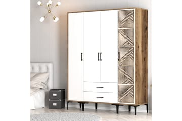 Kumsal Garderob 160 cm - Vit/Brun - Förvaring - Garderober & garderobssystem