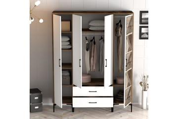 Kumsal Garderob 160 cm - Vit/Brun - Förvaring - Garderober & garderobssystem