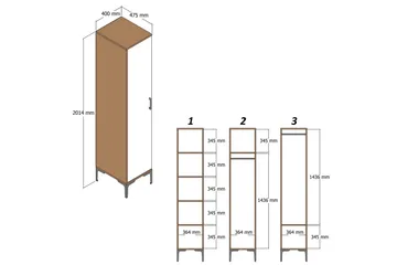 Kumsal Garderob 40 cm i Trä och Glas - Brun - Förvaring - Garderober & garderobssystem
