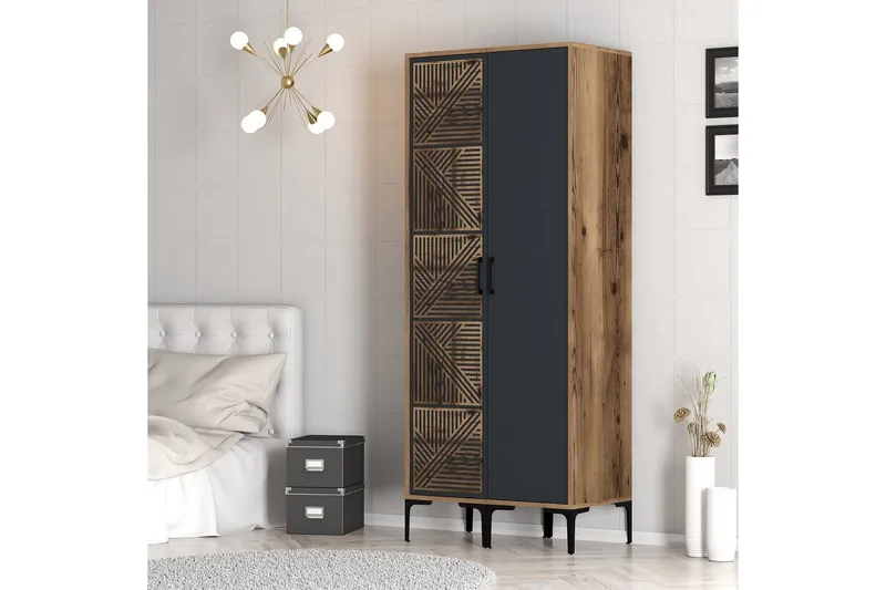 Kumsal Garderob 80 cm - Antracit - Förvaring - Garderober & garderobssystem