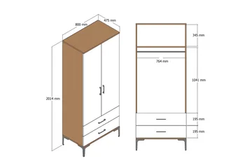Kumsal Garderob 80 cm - Antracit - Förvaring - Garderober & garderobssystem