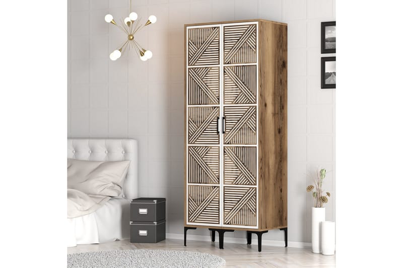 Kumsal Garderob 80 cm - Brun/Vit - Förvaring - Garderober & garderobssystem