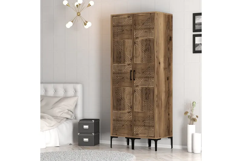 Kumsal Garderob 80 cm - Valnöt - Förvaring - Garderober & garderobssystem