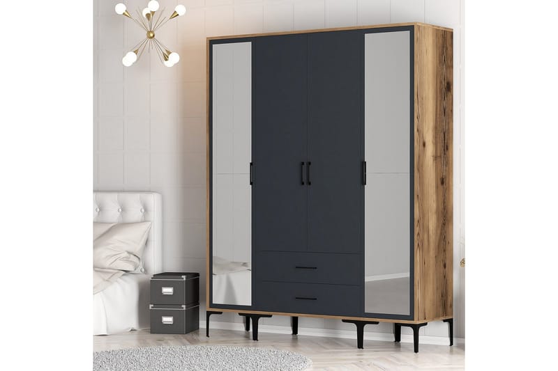 Kumsal Garderob med Spegel - Antracit - Förvaring - Garderober & garderobssystem