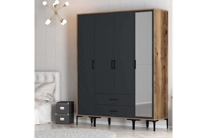 Kumsal Garderob med Spegel - Antracit - Förvaring - Garderober & garderobssystem