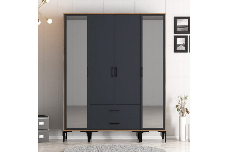 Kumsal Garderob med Spegel, Antracit