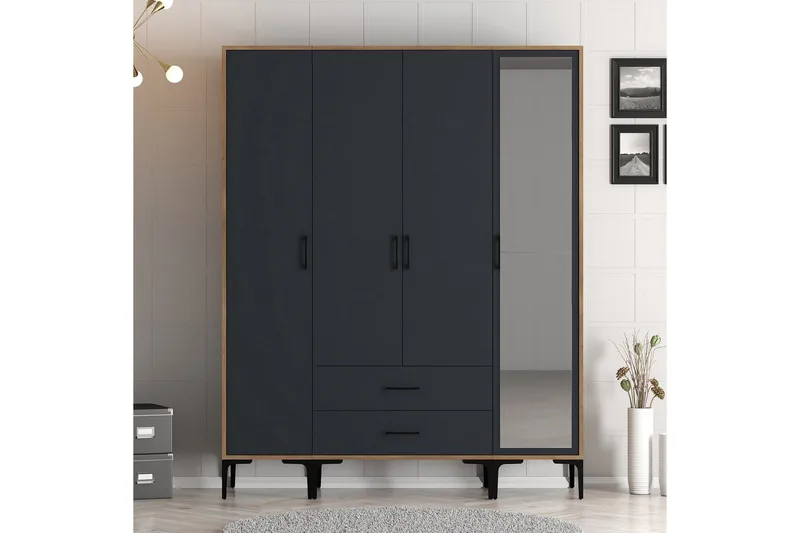 Kumsal Garderob med Spegel, Antracit